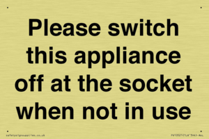 Please switch this appliance off at the socket when not in use